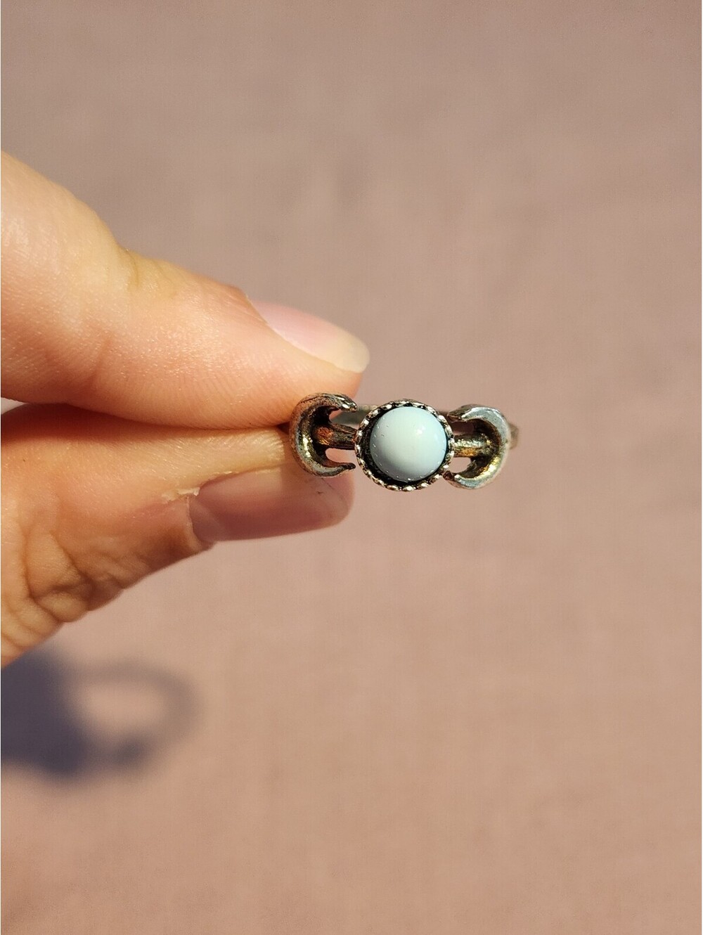 Vintage Silver Tone Ring with Light Blue Stone
